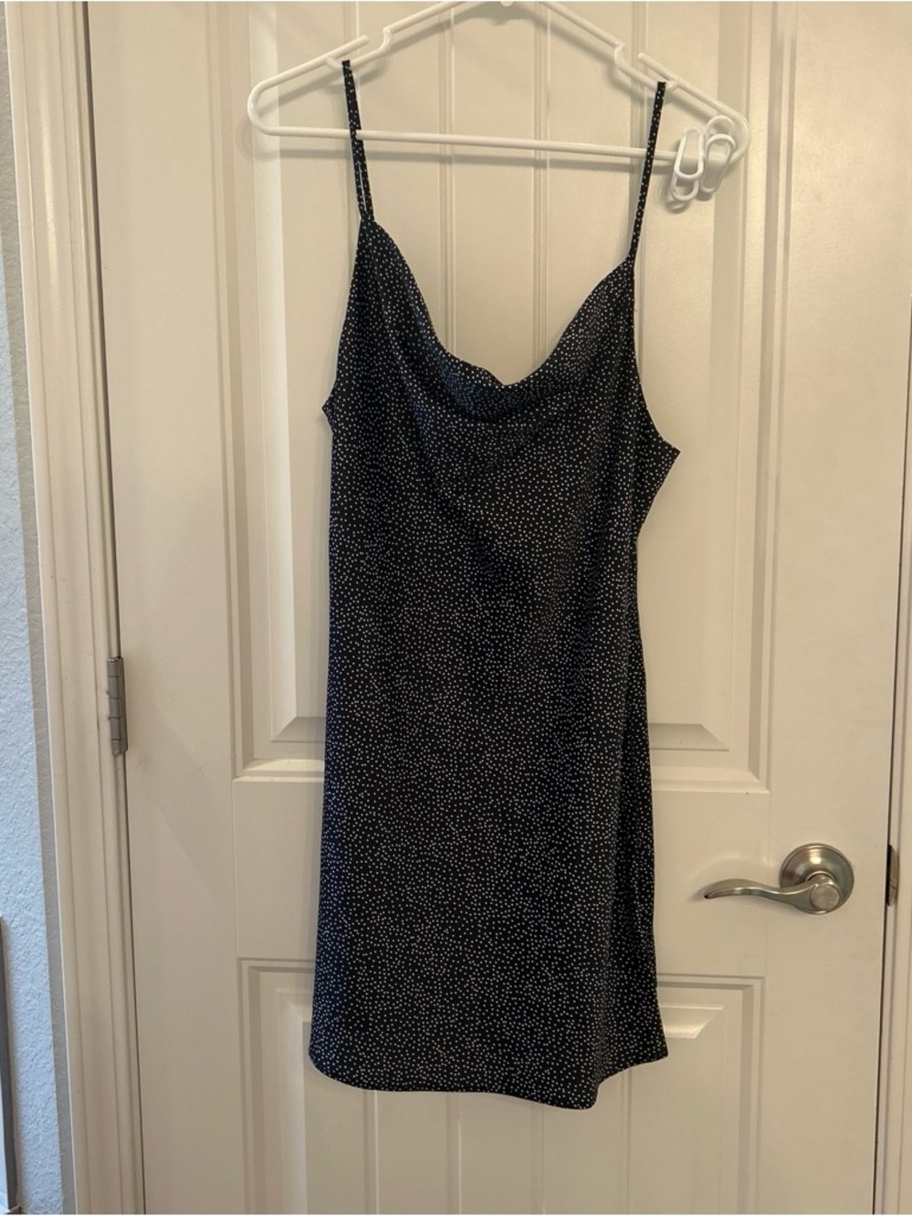 Urban Outfitters Black Mini Slip Dress with White Dot Print